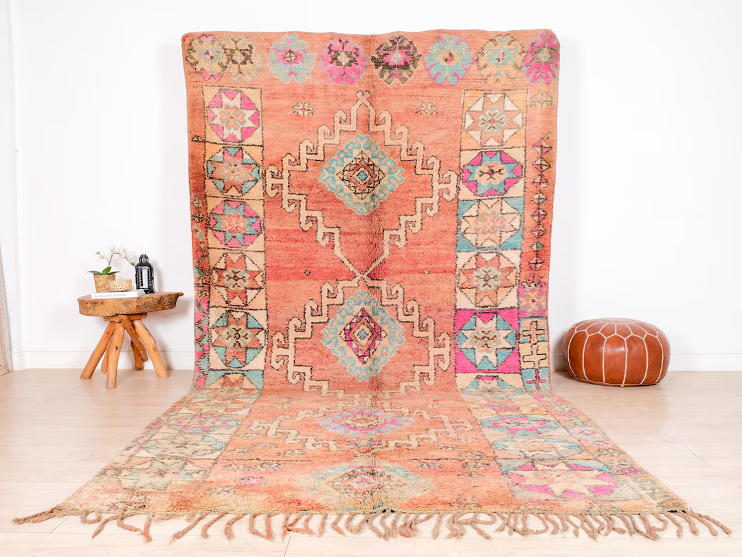 Vintage Moroccan Rug, Pink Boujaad Rug 6x12 Ft - Etsy | Etsy (US)
