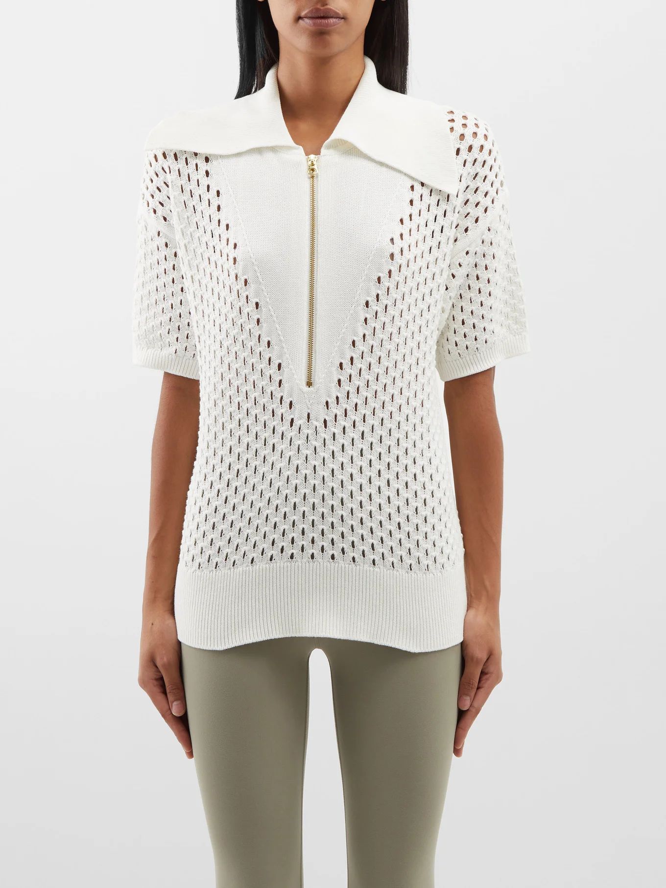 Teagan cotton-crochet polo shirt | Varley | Matches (US)