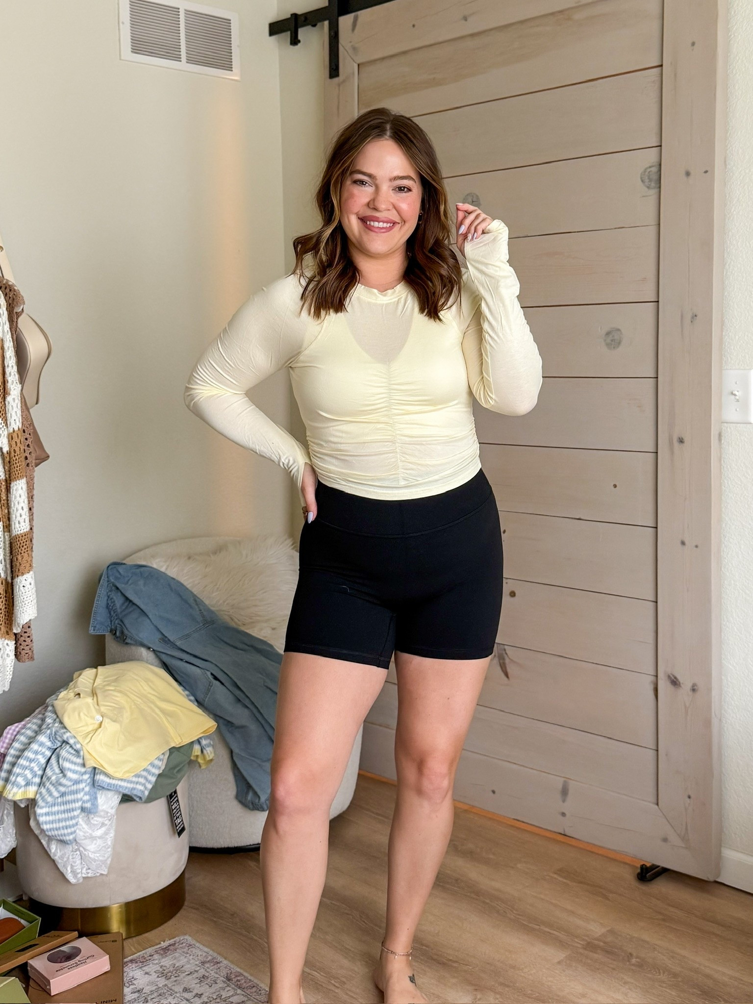A comfortable and stylish outfit for a workout! Top and bottoms are size large. #workoutoutfit #momoutfit

#LTKfitnessgoals #LTKMidsize #LTKActive