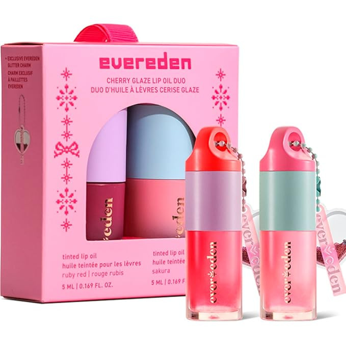 Evereden Kids Tinted Non Toxic Lip Gloss Gift Set: Ruby Red & Sakura Pink, Non Toxic and Vegan Ma... | Amazon (US)
