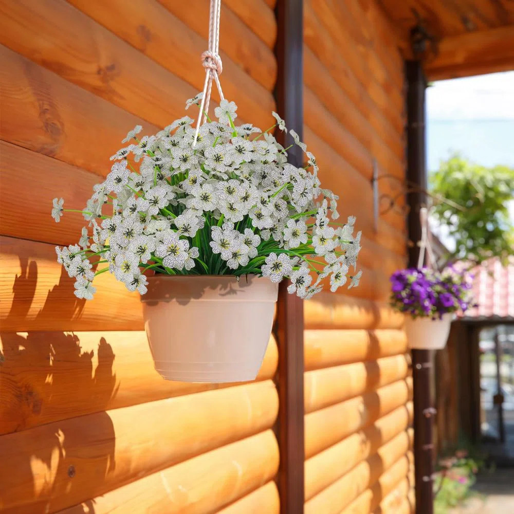 15 Bundles Artificial Flowers UV Resistant Outdoor Plants No Fade Faux Plastic Shrubs Fake Silk F... | Wayfair North America