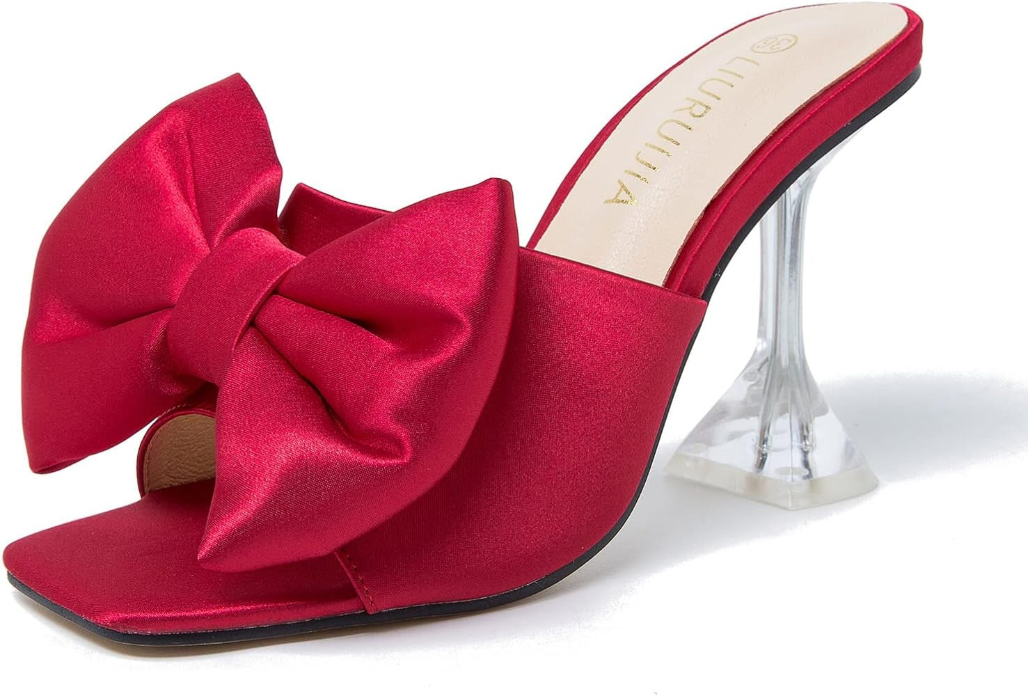 LIURUIJIA Women's Bow High Heels Mules Dress Sandals Slip On Party Prom Wedding Bridal Shoes | Amazon (US)