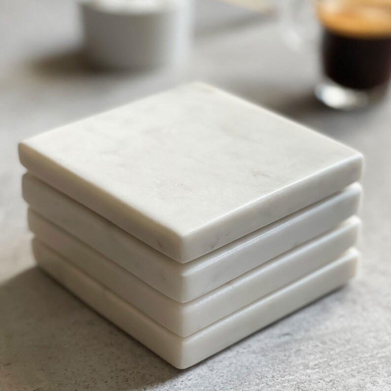 Square Marble Coasters | Handmade | Coffee Coasters | Tea | Contemporary Homeware | Marble | Pros... | Etsy (US)