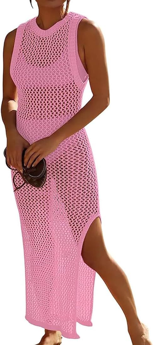 Yinggeli Women’s Swimsuits Cover Ups Crochet Sexy Bikini Bathing Suit Beach Dress | Amazon (US)