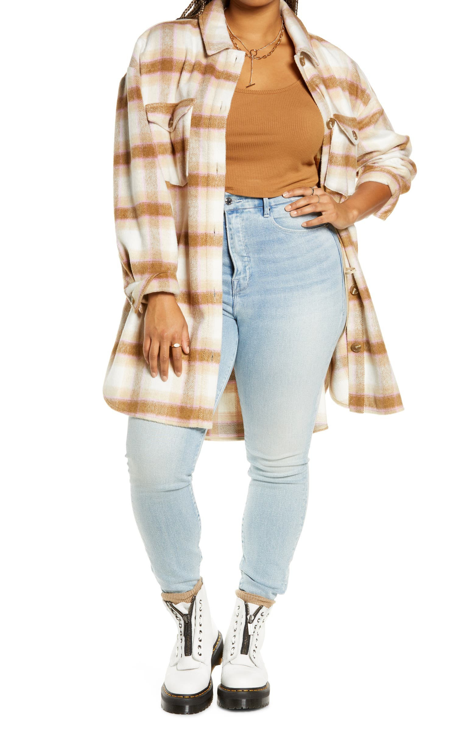 Brushed Plaid Shirt Jacket | Nordstrom