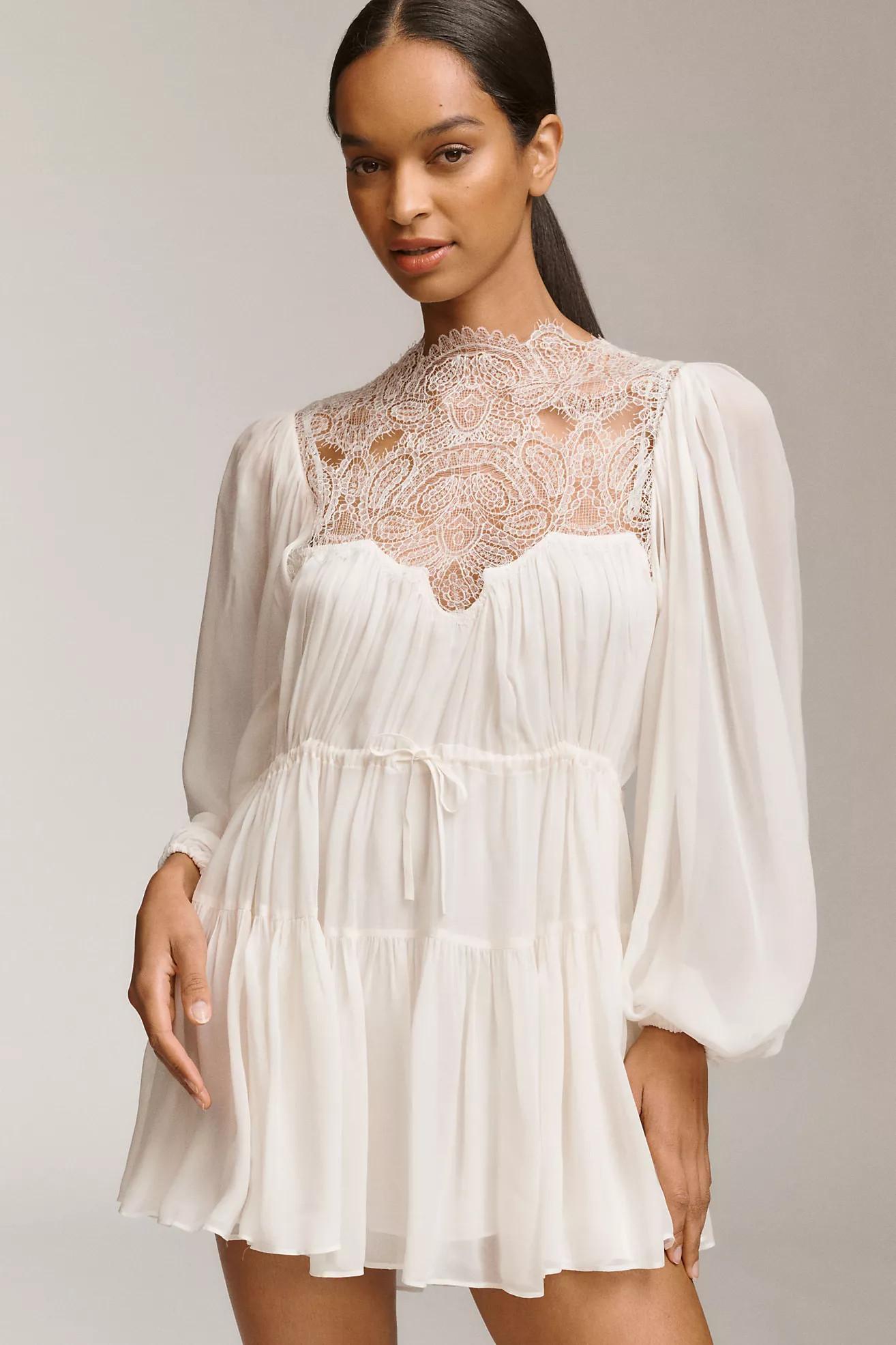 Shona Joy Emory Long-Sleeve Lace Mini Dress | Anthropologie (US)