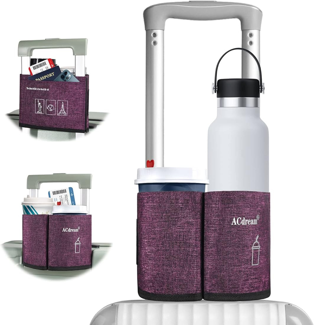 ACdream Luggage Cup Holder, Suitcase Drink Carrier, Free Hand Portable Water and Coffee Caddy Att... | Amazon (US)