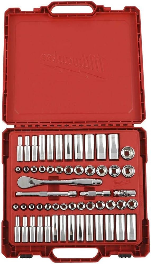 Milwaukee 3/8 in. Drive SAE/Metric Ratchet and Socket Mechanics Tool Set (56-Piece) | Amazon (US)