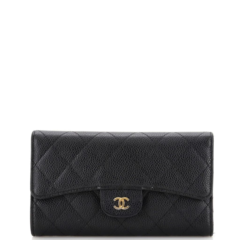 Trifold Classic Flap Wallet Quilted Caviar Long | Rebag