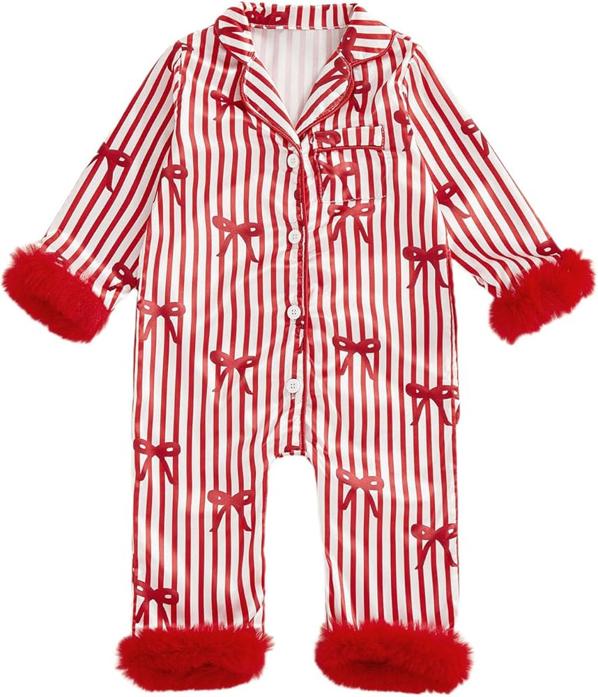 Baby Girl Valentines Day Pajamas Newborn Heart Feather Trim Nightgown Jumpsuit Romper Cute Infant... | Amazon (US)