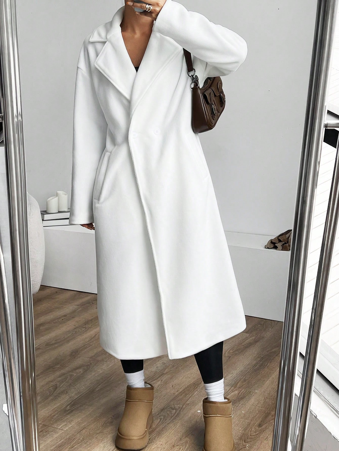 SHEIN EZwear Women's Solid Color Notch Collar Long Sleeve Pocket Minimalist Jacket, Casual Everyd... | SHEIN