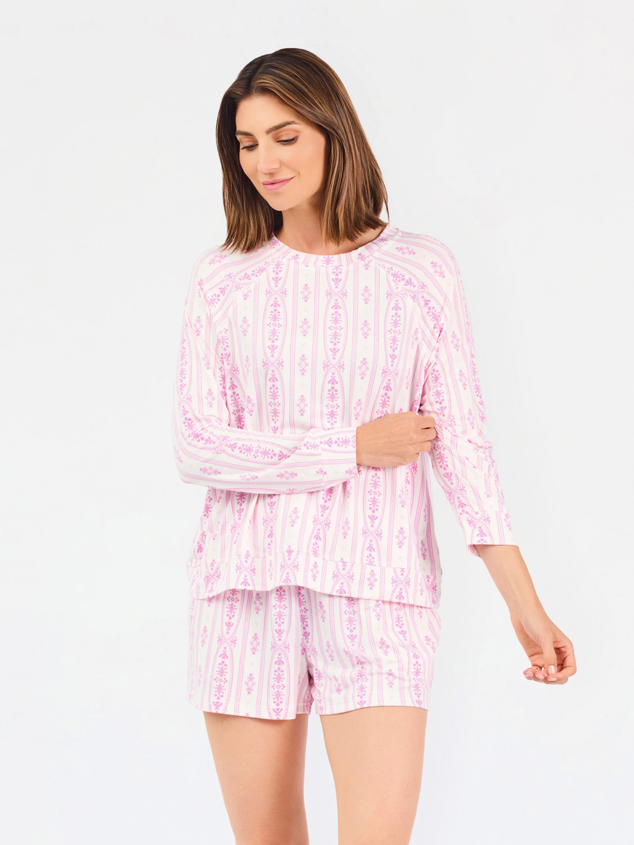 Women's Annie Shorts Set | Floral Cameo Orchid | Mary Square