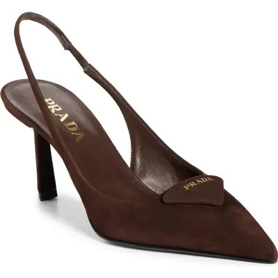 Prada Logo Slingback Pump in Moro at Nordstrom, Size 7.5Us | Nordstrom
