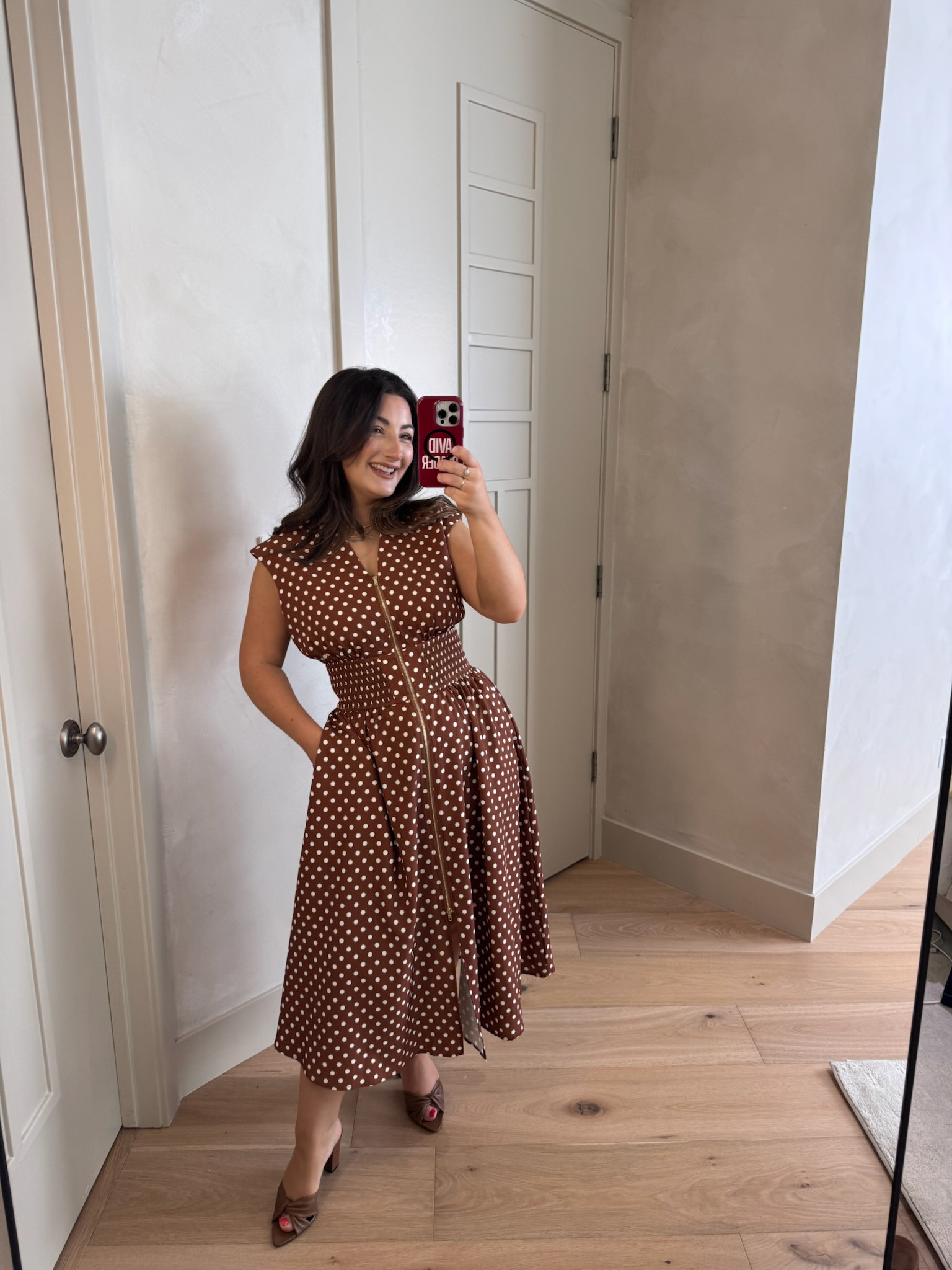 This is one of those dresses that looks good on everyone!! the smocking around the waist is soooo flattering!! and I love the two-way zipper & polkadots! 

Workwear, date night, vacay, as a teacher, or even a funeral! You can literally wear this anywhere! 

I’m 5’0” 140 pounds wearing a size small!

#LTKootd #LTKPetite #LTKWorkwear