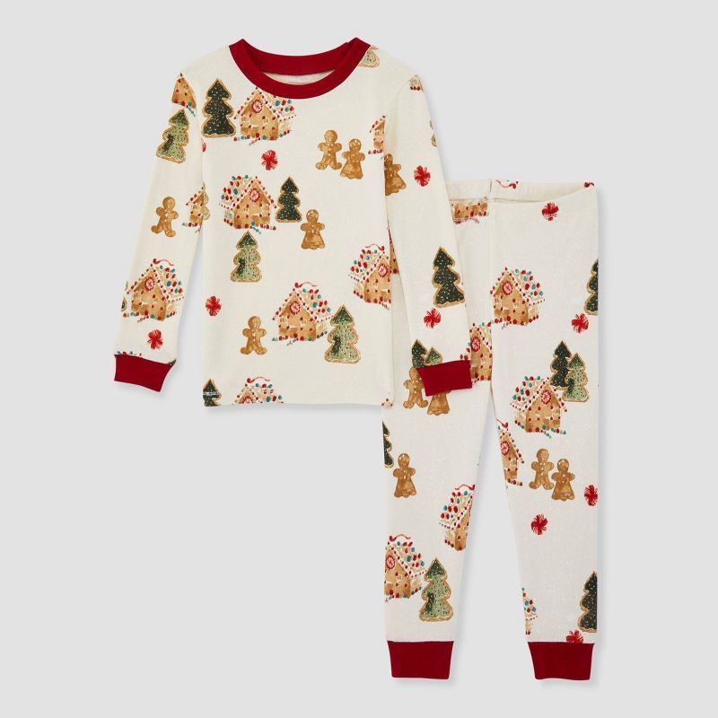 Burt's Bees Baby® Toddler 2pc Gingerbread Lane Organic Cotton Pajama Set - Dark Red | Target