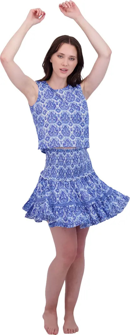 Maribel Cropped Women's Tank and Skirt Set Blue Paisley | Nordstrom
