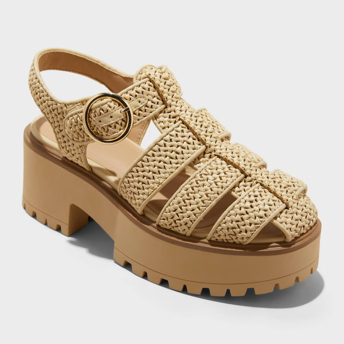 Women's Elide Raffia Fisherman Platform Heels with Memory Foam Insole - Wild Fable™ Tan | Target