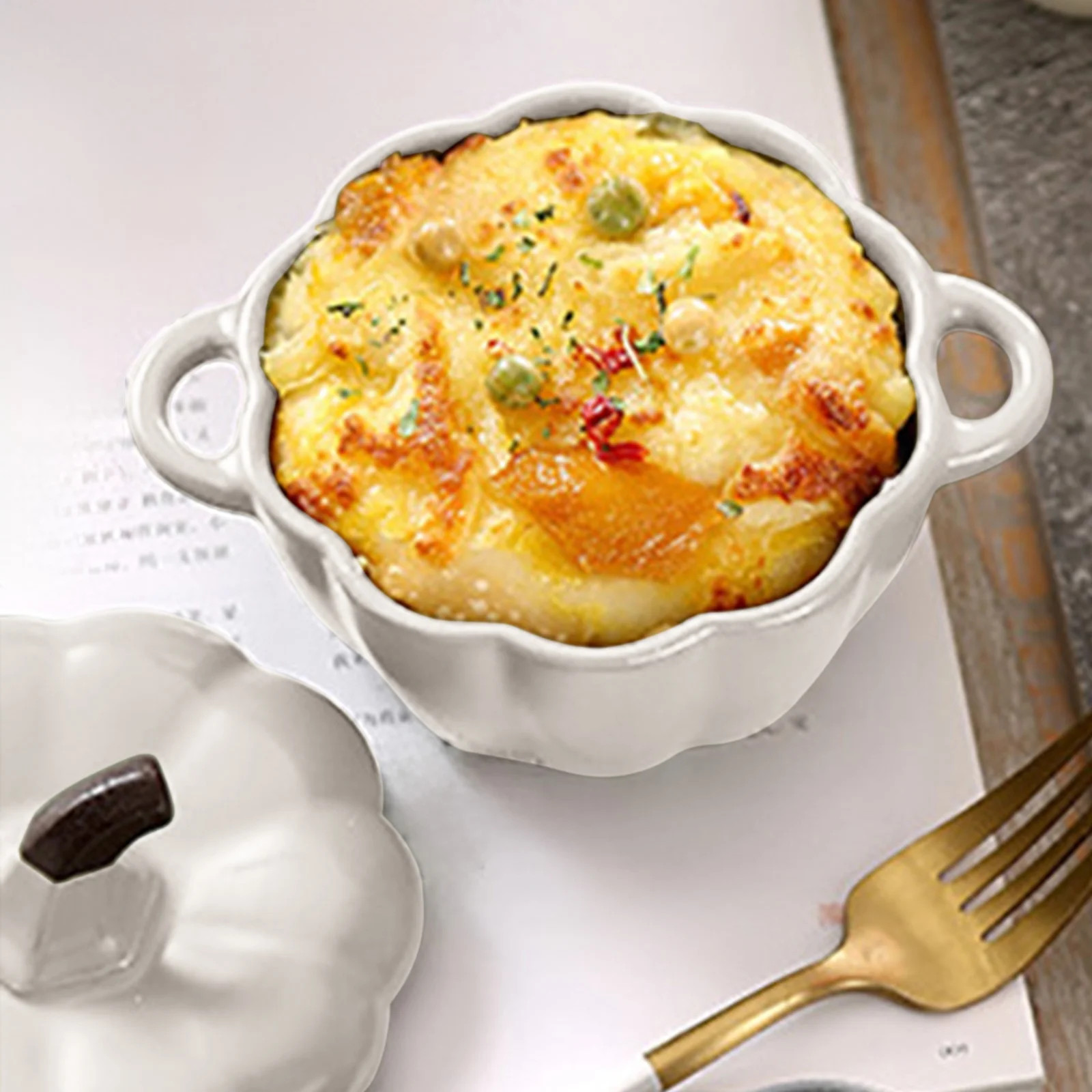 Ceramic Pumpkin Soup Bowl with Lid Stew Pot for Egg Steaming and Food Stylish Kitchen Bowl for Se... | Walmart (US)