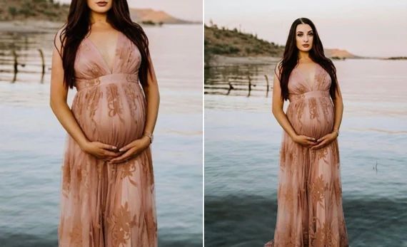 Blush Maternity Dress I Maternity Dress For Photo Shoot I Lace Maternity Dress I Pregnancy Gown I... | Etsy (US)