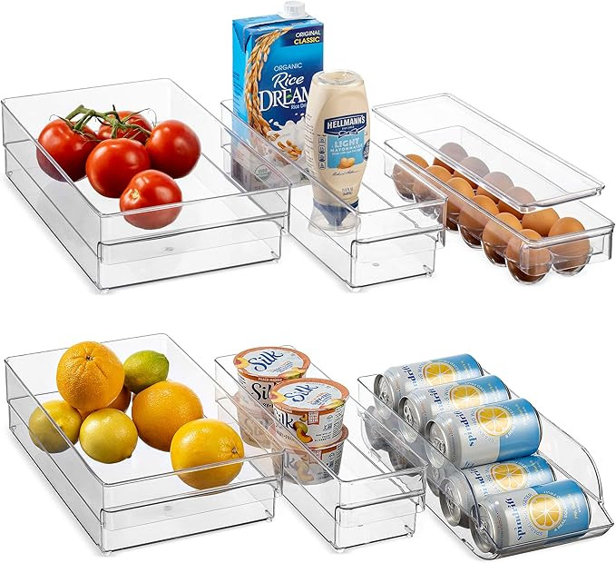 HEAVY DUTY Refrigerator Organizer Bins [Set of 6] Freezer & Fridge Bins, Neat Organizer (4 Clear ... | Amazon (US)