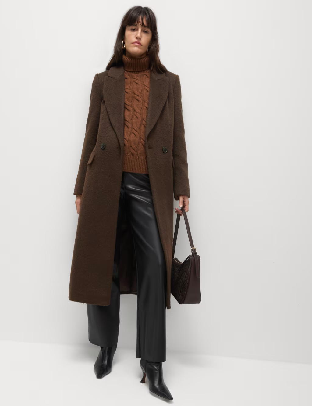 Textured Collared Longline Coat with Wool | Marks & Spencer (UK)