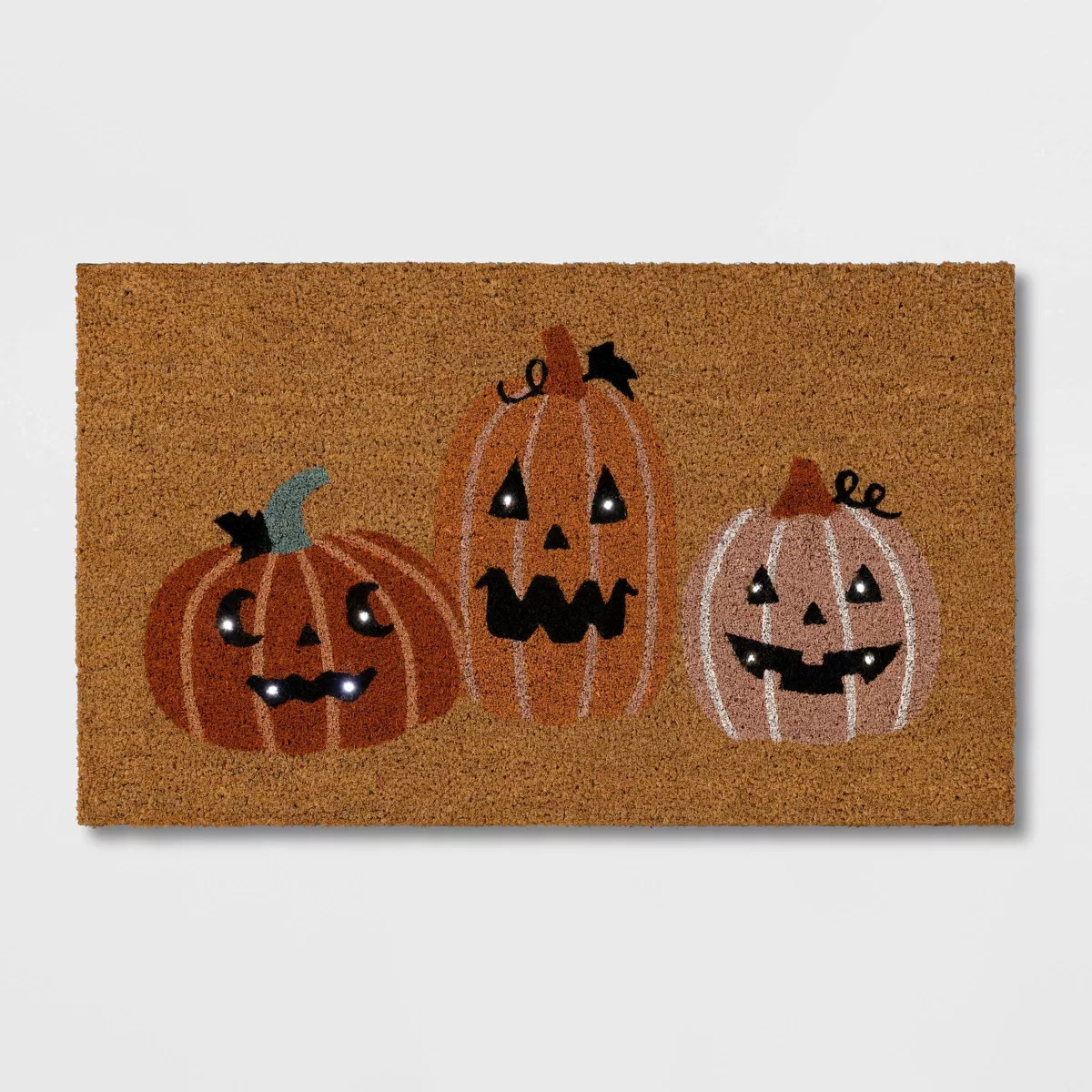 1'6"x2'6" Halloween Jack O Lanterns Light-Up Coir Doormat Orange - Hyde & EEK! Boutique™ | Target