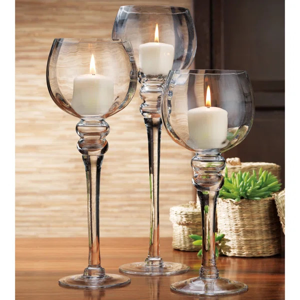3 Piece Glass Hurricane Set | Wayfair North America