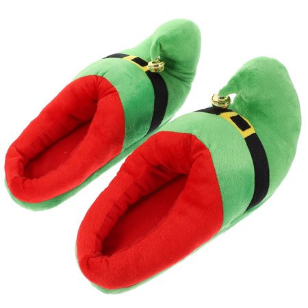GAXIRE 1Pair Warm Green Christmas Slippers Plush Soft Non Slip Soles Autumn Winter | Walmart (US)