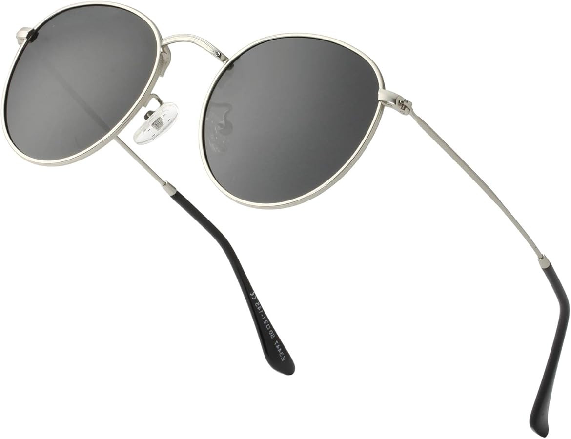 Small Round Polarized Sunglasses for Women Men Classic Retro Sun Glasses Circle Metal Frame Shade... | Amazon (US)