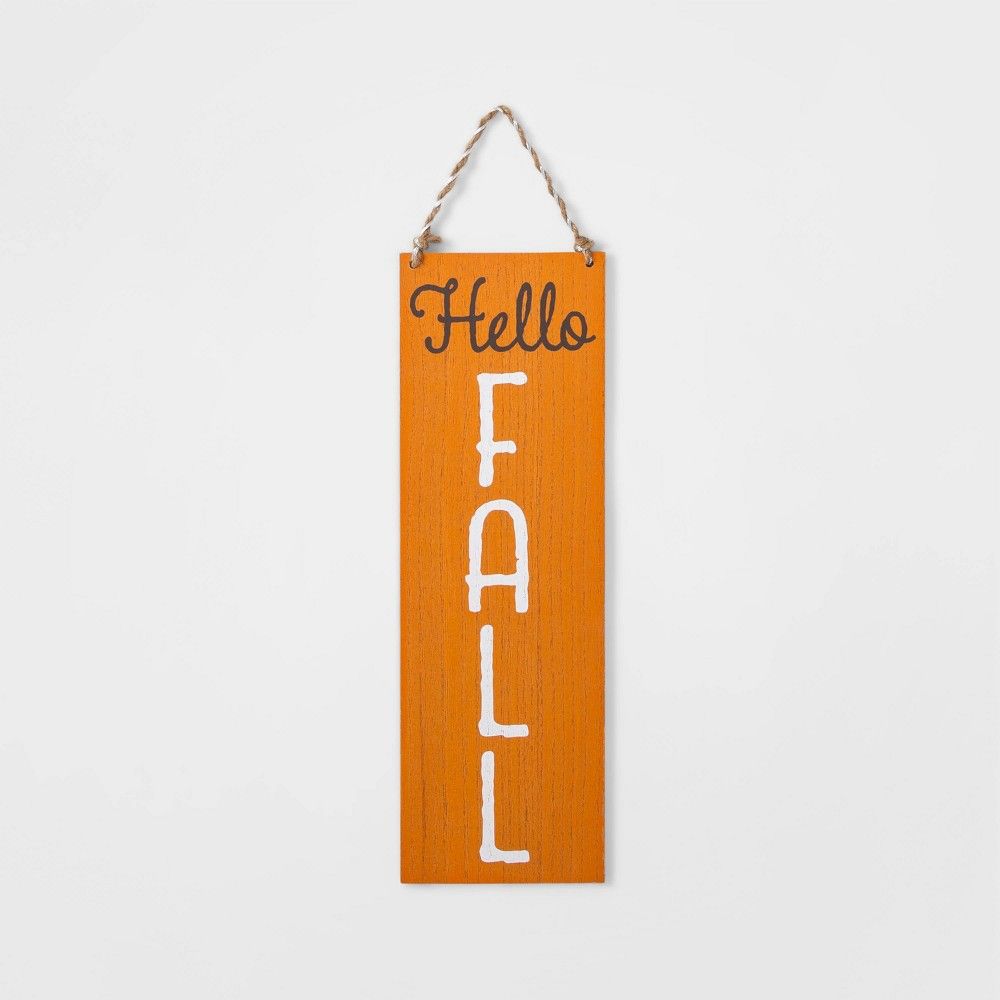 Halloween ""Hello Fall"" Harvest Hanging Wall Sign - Spritz | Target