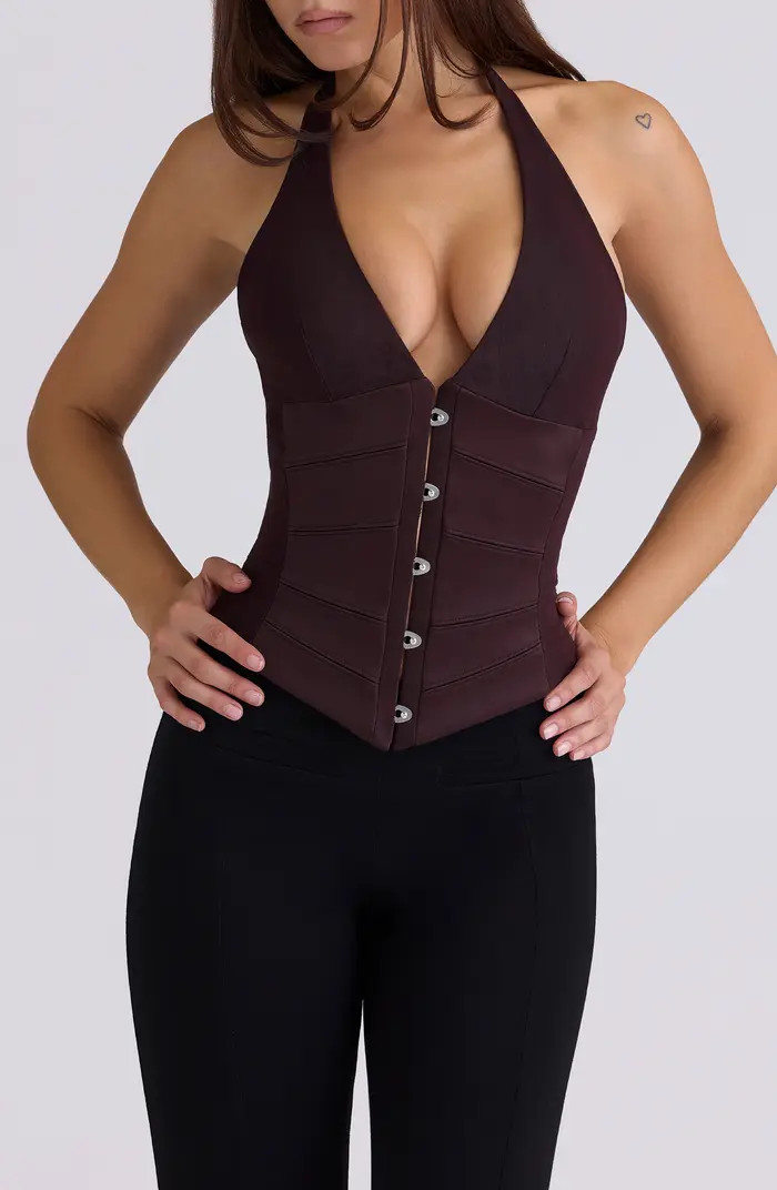 HOUSE OF CB Lia Dark Cherry Corset Top | Nordstrom | Nordstrom