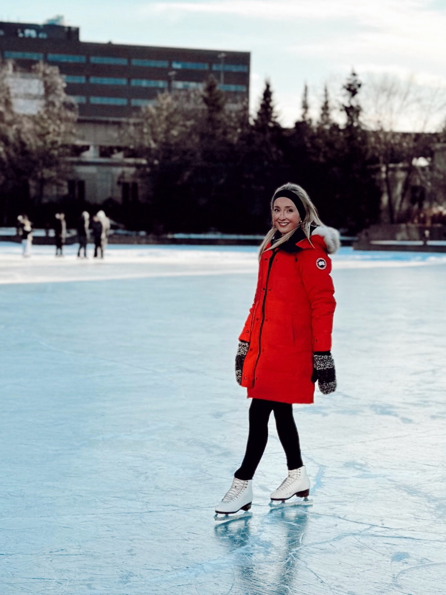 Outdoor ice skating outfit - Red Canada Goose Jacket - Lululemon leggings - S.P. Terri skates 

#LTKSeasonal #LTKActive