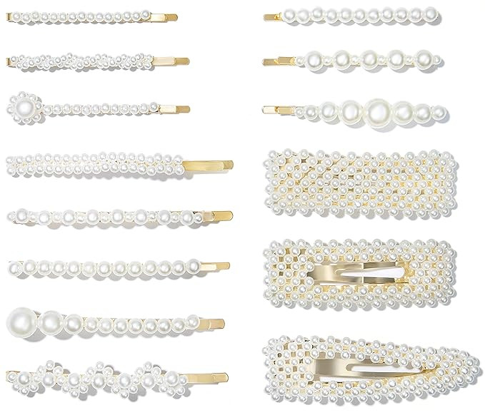 14 Pcs Pearl Hair Clips for Women Hair Clip Gifts for Friends Handmade Pearl Hair Pins for Girls ... | Amazon (US)