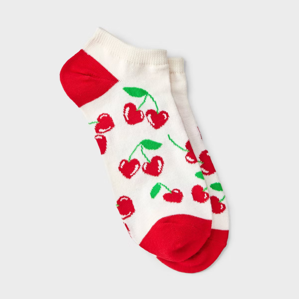 Women's Cherries Valentine's Day Low Cut Socks - Cream/Red 4-10 | Target