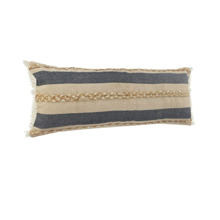 Birch Harbor Atlantis Coastal Striped Lumbar Pillow with Jute Braiding and Fringe | Walmart (US)