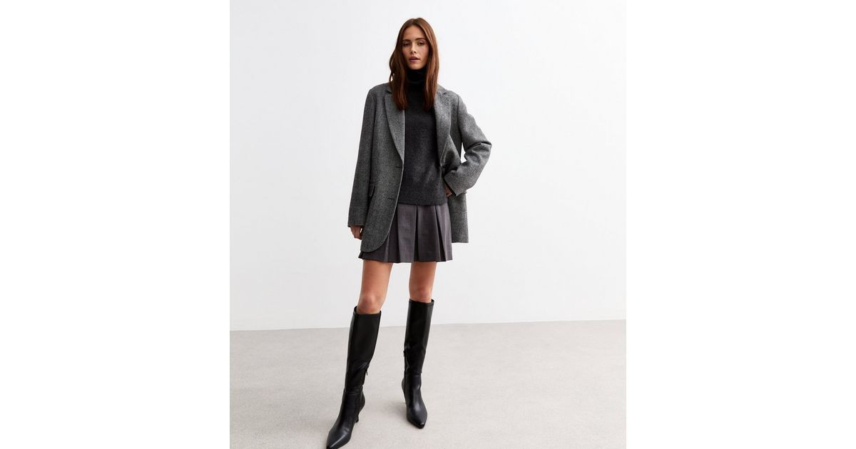 Grey Box Pleat Micro Mini Skirt  | New Look | New Look (UK)