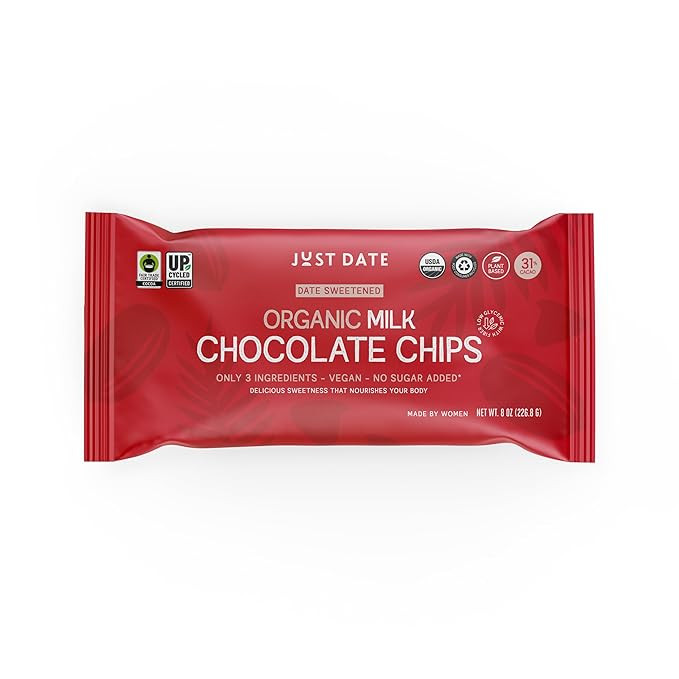 Just Date Organic Date Sweetened Milk Chocolate Chips / 35% Cacao/Vegan/No Sugar Added/Only 4 Ing... | Amazon (US)