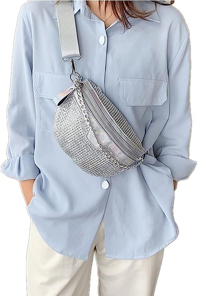Rhinestone Chest Bag For Women Fanny Packs Belt Bags Crossbody Bags Waist Pouch Purse for Girls P... | Amazon (US)