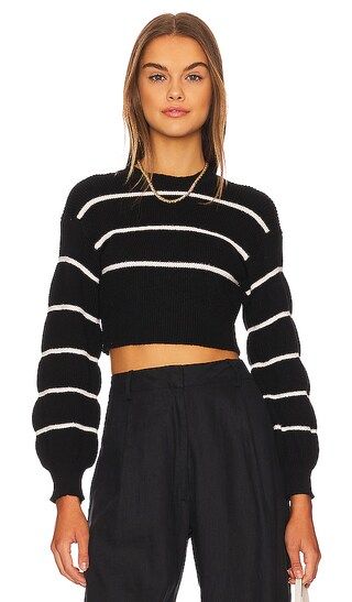 Sophia Stripe Sweater in Black | Revolve Clothing (Global)