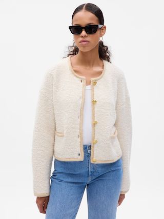 Boucle Cropped Sweater Jacket | Gap (US)