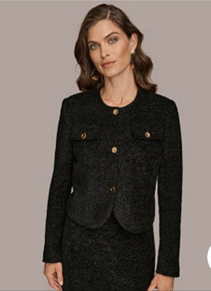 Womens novelty button jacket in black.

#LTKPetite #LTKMidsize