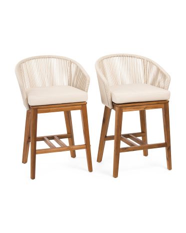 Set Of 2 Rounded Back Rope Counter Stools | TJ Maxx