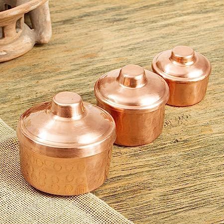 Santa Tradition Decorative Copper Jars (Set of 3) Pink Copper | Amazon (US)