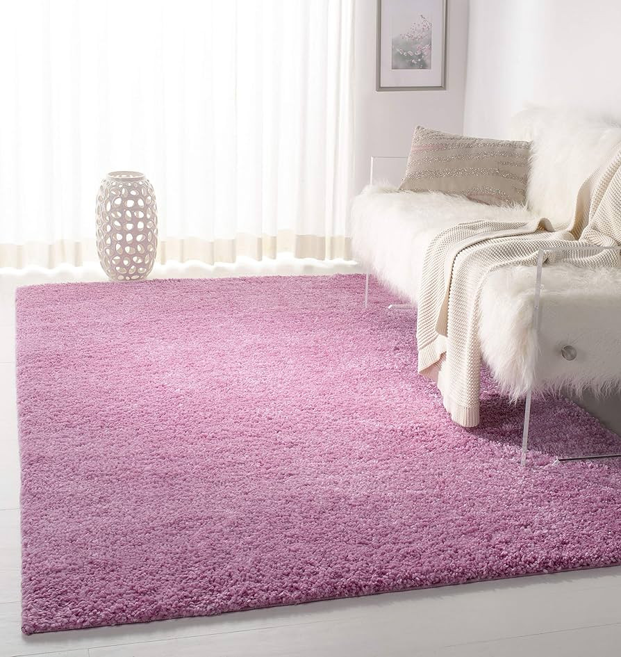 SAFAVIEH August Shag Collection Area Rug - 9' x 12', Pink, Solid Design, Non-Shedding & Easy Care... | Amazon (US)