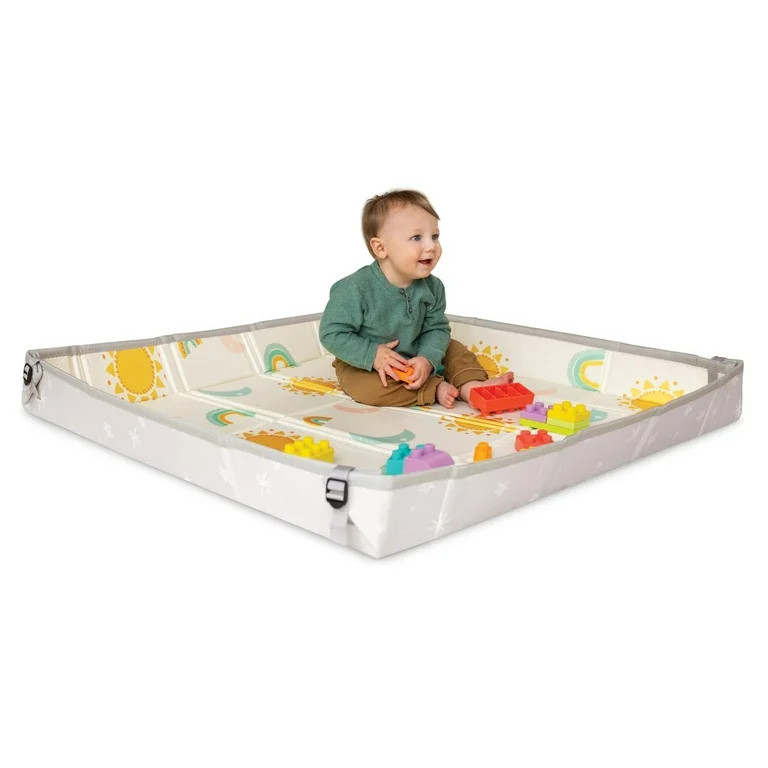 Infantino 45" Foldable Foam Playmat and 14-Piece Soft Building Blocks, 6-12 Months, Multicolor | Walmart (US)