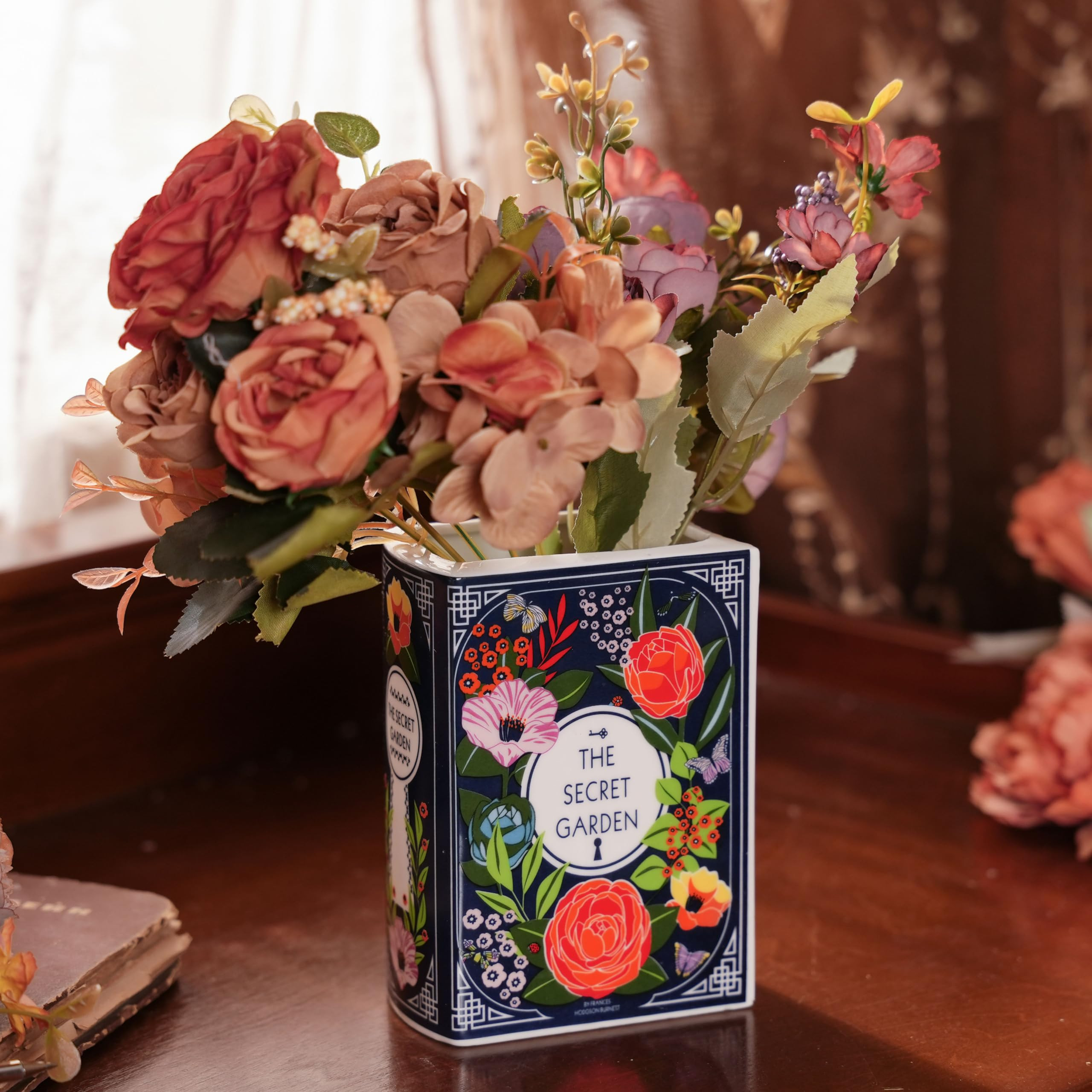 Ceramic Book Vase for Flowers, Home Decor, Cute Bookshelf Accent, Lovers Gifts, Unique Home/Bedro... | Amazon (US)