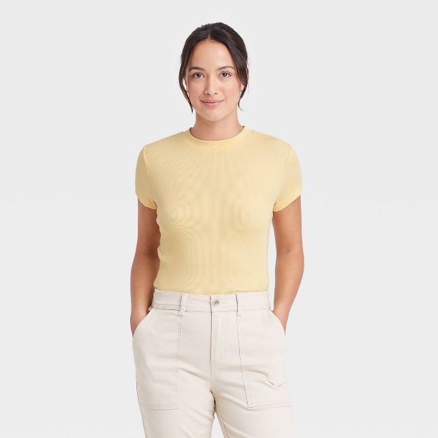 Women's Short Sleeve Ribbed T-Shirt - A New Day™ | Target