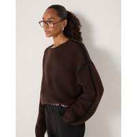 HUSH Textured Crew Neck Oversized Jumper with Wool Brown Mix | Marks & Spencer (UK)