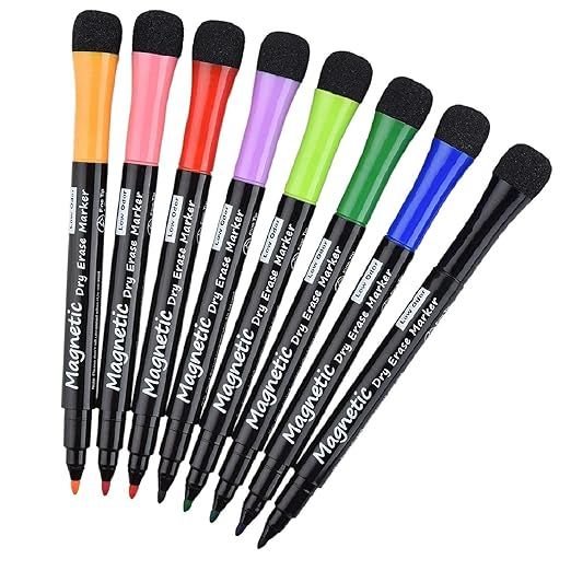 LivDeal Magnetic Dry Erase Markers - Fine Tip, Assorted Colors, 8 Pack, Low Odor Whiteboard marke... | Amazon (US)