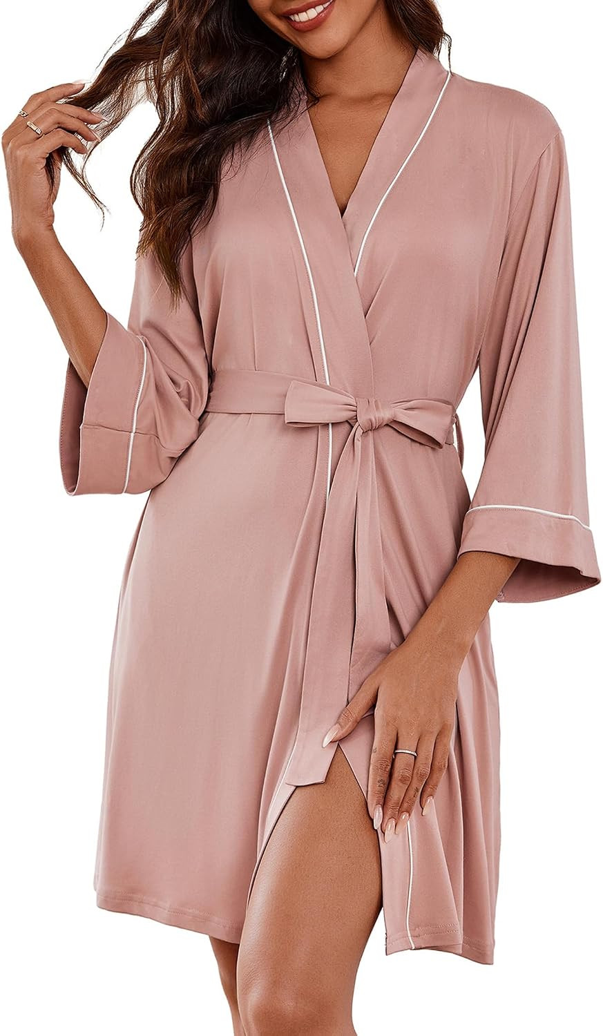 Ekouaer Women Robes Knee Length Kimono Bathrobe Lightweight Soft Sleepwear | Amazon (US)